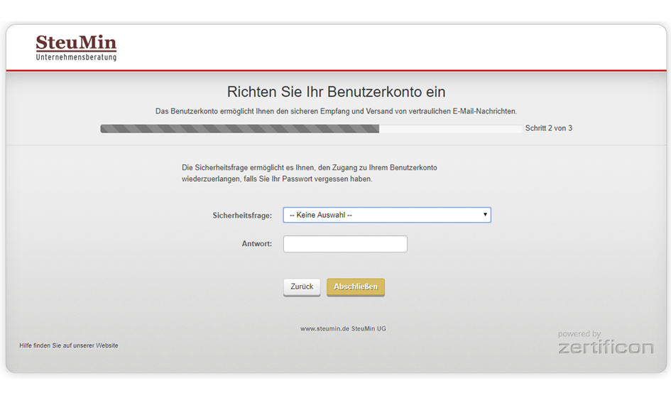 Sicherheitsfrage wählen
